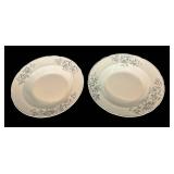 LR - Pair of Antique Severn Porcelain Soup Bowls with Floral Blue Pattern