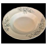 LR - Pair of Antique Severn Porcelain Soup Bowls with Floral Blue Pattern