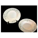 LR - Pair of Antique Severn Porcelain Soup Bowls with Floral Blue Pattern