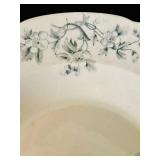 LR - Pair of Antique Severn Porcelain Soup Bowls with Floral Blue Pattern