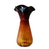LR - 6-Inch Amberina Art Glass Vase with Fluted Rim