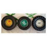 DR - Set of 3 Vintage Tire Ashtrays with Classic Advertising
