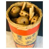 DR - Lot of 3 Vintage Tinkertoy Sets with Wooden Parts and Original Canisters