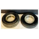 DR - Pair of Vintage Tire Ashtrays Firestone and Seiberling 6 Inch