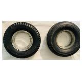 DR - Pair of Vintage Tire Ashtrays Firestone and Seiberling 6 Inch