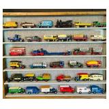 LR - Collection of Vintage Die-Cast Model Vehicles in Display Case