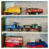 LR - Collection of Vintage Die-Cast Model Vehicles in Display Case