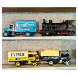 LR - Collection of Vintage Die-Cast Model Vehicles in Display Case