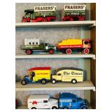 LR - Collection of Vintage Die-Cast Model Vehicles in Display Case