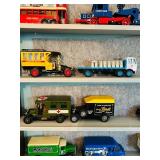 LR - Collection of Vintage Die-Cast Model Vehicles in Display Case