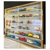 LR - Collection of Vintage Die-Cast Model Vehicles in Display Case