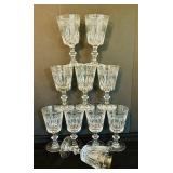 LR - Set of 10 Cut Crystal Wine Glasses with Geometric Pattern
