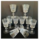 LR - Set of 10 Cut Crystal Wine Glasses with Geometric Pattern