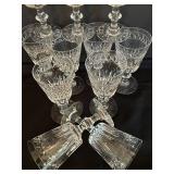 LR - Set of 10 Cut Crystal Wine Glasses with Geometric Pattern