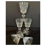 LR - Set of 10 Cut Crystal Wine Glasses with Geometric Pattern