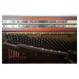 LR - Antique Steinway Upright Piano with Bench and Carved Wood Detailing