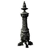 Antique Cast Iron Fireplace Andirons with Fireplace Tools and Bellows