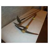 Pick Axes x 2 , Garden Hoes x 2