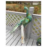Set of 2 Decorative Metal Peacock Statues for Garden or Patio