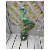 Set of 2 Decorative Metal Peacock Statues for Garden or Patio