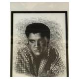 Framed Elvis Presley Charcoal Portrait Artwork 14x12 Inch