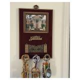Elvis Presley Graceland Wall Plaque with Collector Keychains and Memorabilia