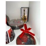 Elvis Presley Collectible Memorabilia Lot with Bells, Acrylic Figure, Ornament, Guitar, and Coasters
