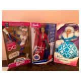 Collection of 3 Boxed Barbie Dolls - Olympic Gymnast, President 2004, Winter Renaissance