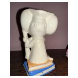 Vintage Graduation Mouse Figurine and Pink Dress Music Box Doll