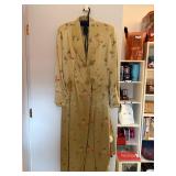 Vintage Japanese Kimono Satin Floral Robe with Belted Waist and Decorative Lapel