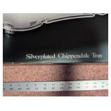 Silverplated Chippendale Serving Tray with Ornate Handles