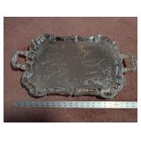 Silverplated Chippendale Serving Tray with Ornate Handles