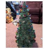 Vintage 17-Inch Ceramic Christmas Tree with Multicolor Lights and Lighted Base