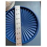 Kitchenware Collection with Glass Bowl, Ceramic Planter, Blue Storage Container, Bamboo Trivet, and Metal Kettle