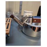 Kitchenware Collection with Glass Bowl, Ceramic Planter, Blue Storage Container, Bamboo Trivet, and Metal Kettle