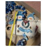 Large Collection of Blue and White Snowman Holiday Decor Bathroom Pieces and Ornaments