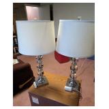Pair of Modern Table Lamps with Chrome and Glass Bases
