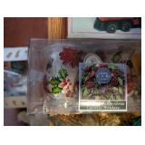 Vintage Christmas Decor Collection with Music Boxes and Candle Holders