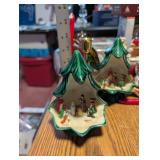 Vintage Christmas Decor Collection with Music Boxes and Candle Holders