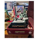 Vintage Christmas Decor Collection with Music Boxes and Candle Holders