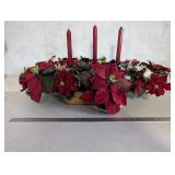 Set of 3 Holiday Floral Centerpieces with Candles and Ornaments