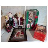 Santa Claus Figurine Collection with Framed Santa Art and Animated Holiday Scenes