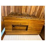 Vintage Wooden Sewing Cabinet with Cutting Mat, Storage Drawers and Thread Racks