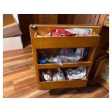 Vintage Wooden Sewing Cabinet with Cutting Mat, Storage Drawers and Thread Racks