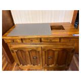 Vintage Wooden Sewing Cabinet with Cutting Mat, Storage Drawers and Thread Racks