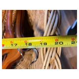 Large Oval Wicker Basket with Woven Design, wood and plastic hangers included