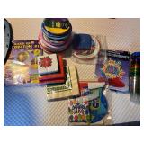 Large Collection of Holiday and Birthday Paper Party Supplies with Napkins, Plates, Cups, and Decorations
