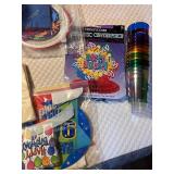 Large Collection of Holiday and Birthday Paper Party Supplies with Napkins, Plates, Cups, and Decorations