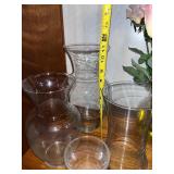 Set of 5 Clear Glass Vases in Mixed Shapes and Sizes