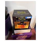 Halloween Pumpkin Decorations Lot: 18 in. 3D Lighted Pumpkin, 5 Pumpkin Lawn Stake Set, 20 in. Fiber Optic Pumpkin
